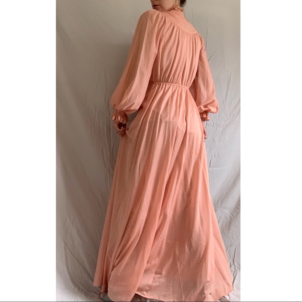 70s Vintage Peach Peasant Maxi Dress - Picture 5 of 15